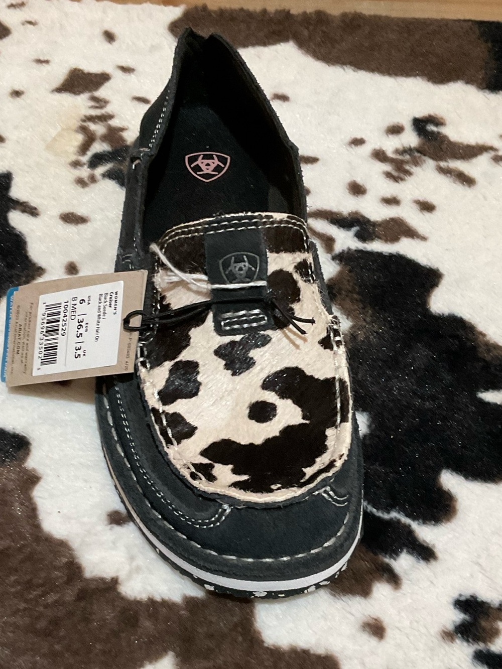 Ariat Black & White Cowhide Slip-On Loafer